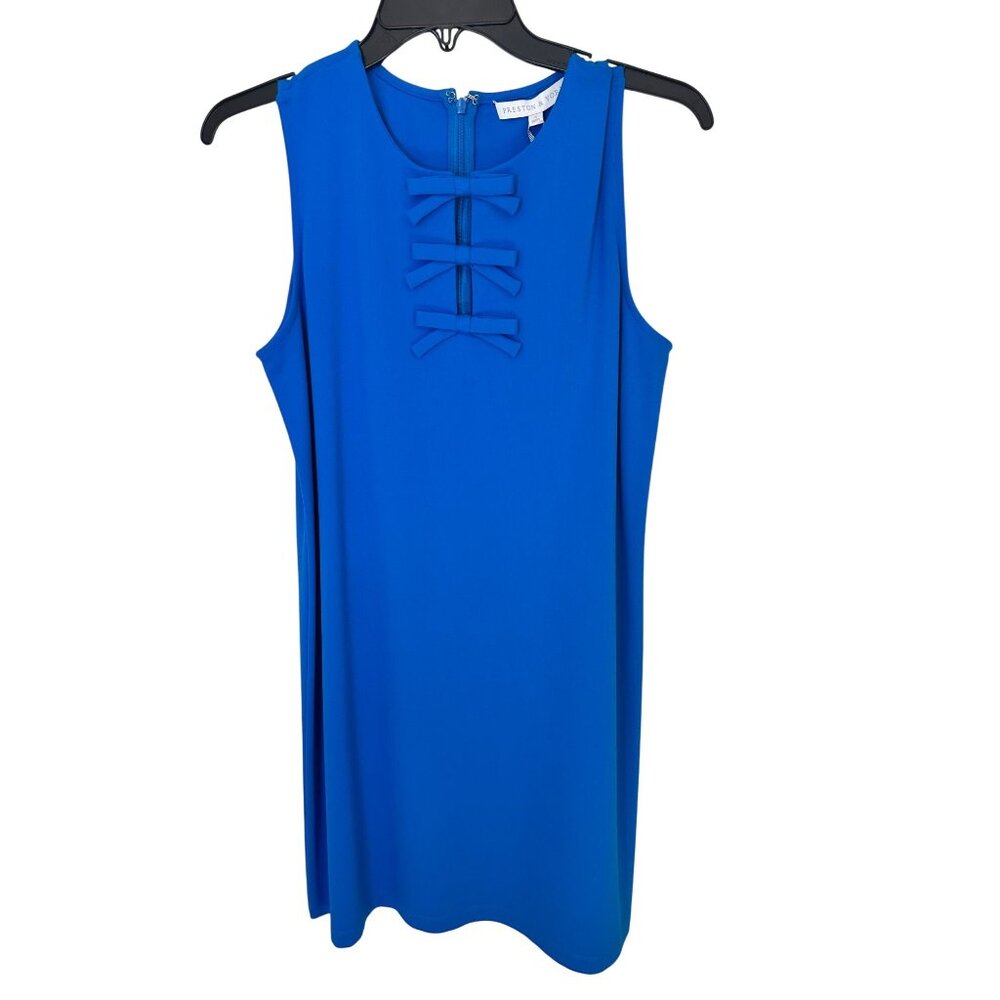 New Preston & York Blue Tamara Ponte Sleeveless Small Shift Dress office siren - Picture 3 of 9